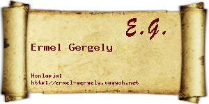 Ermel Gergely névjegykártya